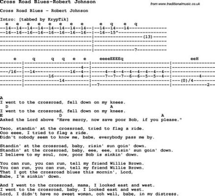  Cross Road Blues là bản ballad blues đầy tâm trạng với những hợp âm slide guitar buồn bã